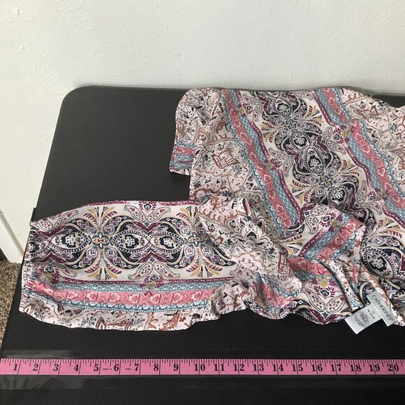 Catherines Top Women Sz 1x Floral Print Cold Shoulder Ruffle Detail Lightweight - Picture 11 of 14